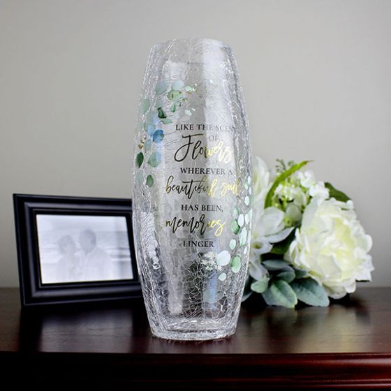 Memorial Crackled Glass Vase
