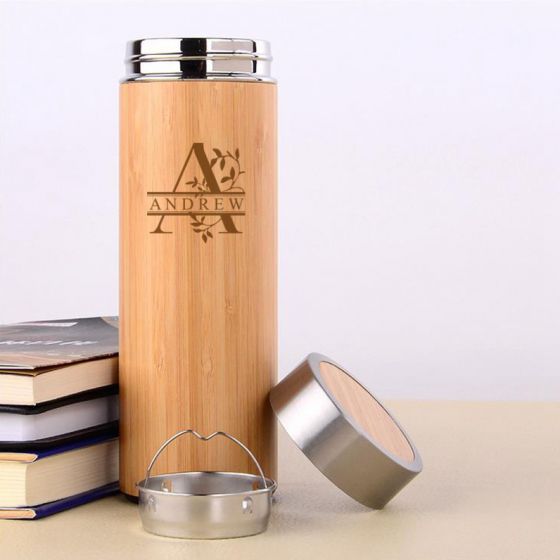 Monogram Wooden Flask
