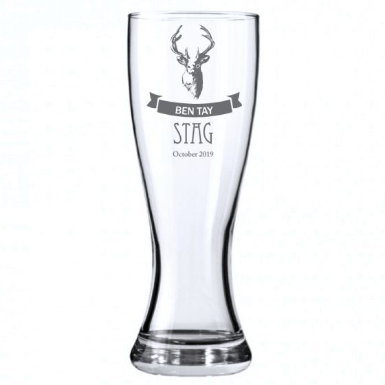 Stag Personalised Design Engraved Pilsner Beer Glass