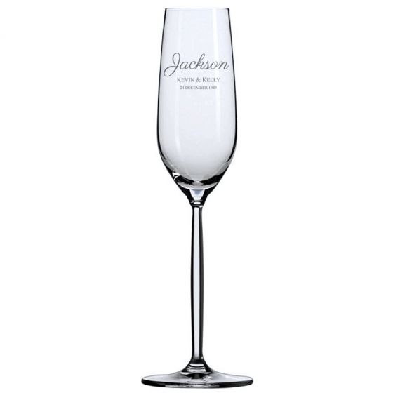 Title Script Personalised Design Engraved Champagne Glass Toasting Flute