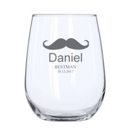 Moustache Stemless Wine Glass
